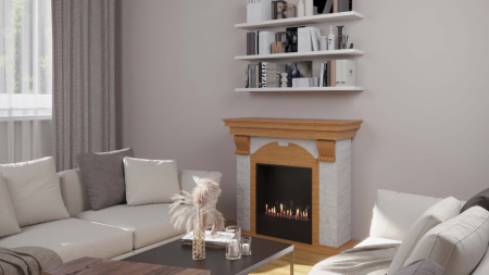 Биокамин в портале Firezo Dublin Дуб, Сланец Белый